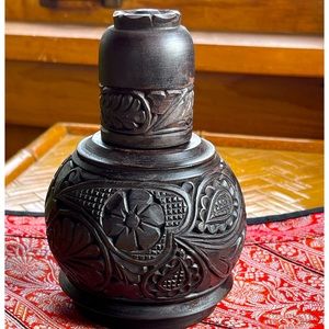 Vintage hand carved wooden bottle from Hungary